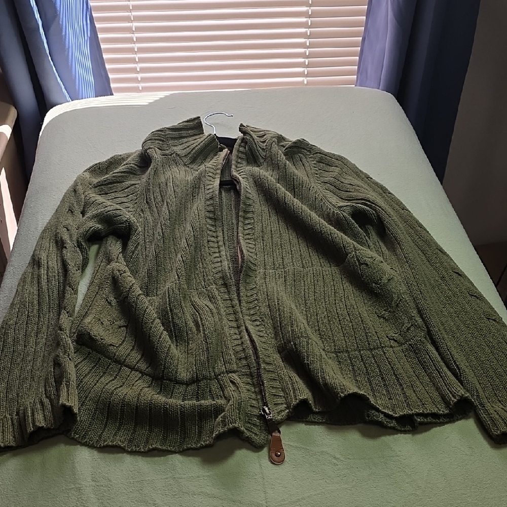 Olive Green Cardigan Sweater